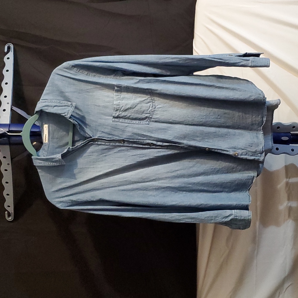 Cotton blue jean style button down long sleeve - XL